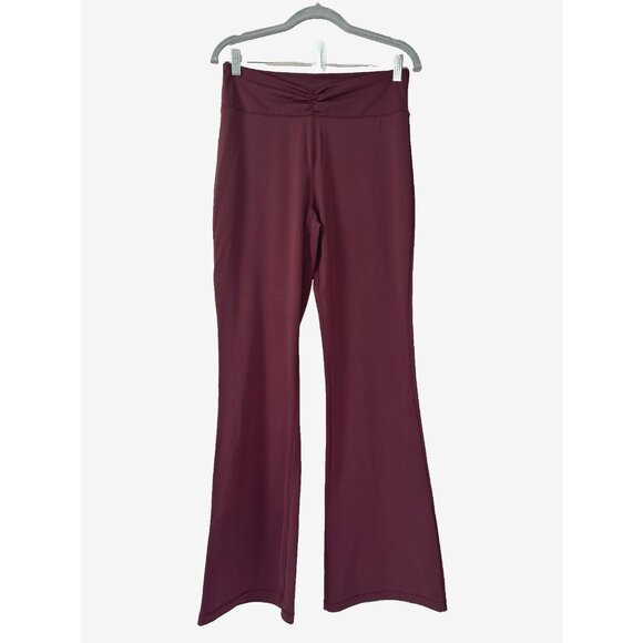Aeropostale Womens Large Burgundy Air Soft High‑Rise Cinch Flare Leggings Street - Picture 1 of 11